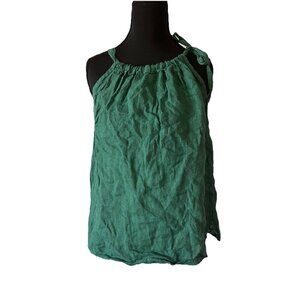 Bellambia Blouse Womens M Green 100% Linen Top Made In Italy Lagenlook Resort